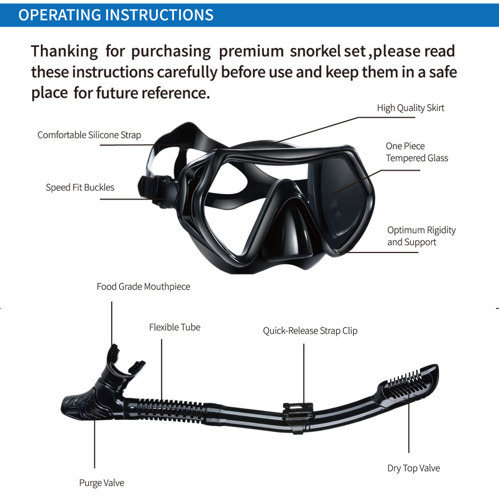 다이빙 스노클 전문 수영 다이빙 호흡 튜브 호스, 건조 - Freediving Mask Set 리뷰 및 가격