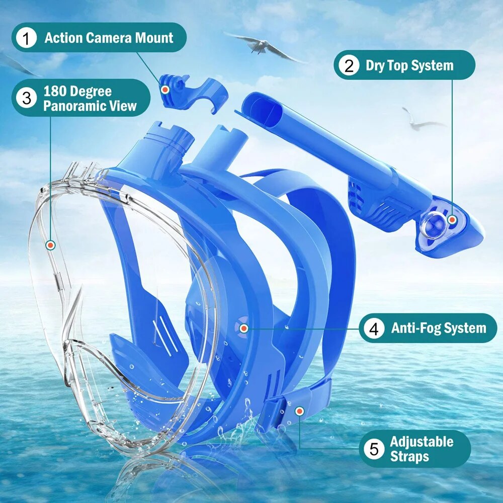수중 스노클링 풀 페이스 어린이 수영 마스크 세트 스쿠 - Freediving Mask Set 리뷰 및 가격